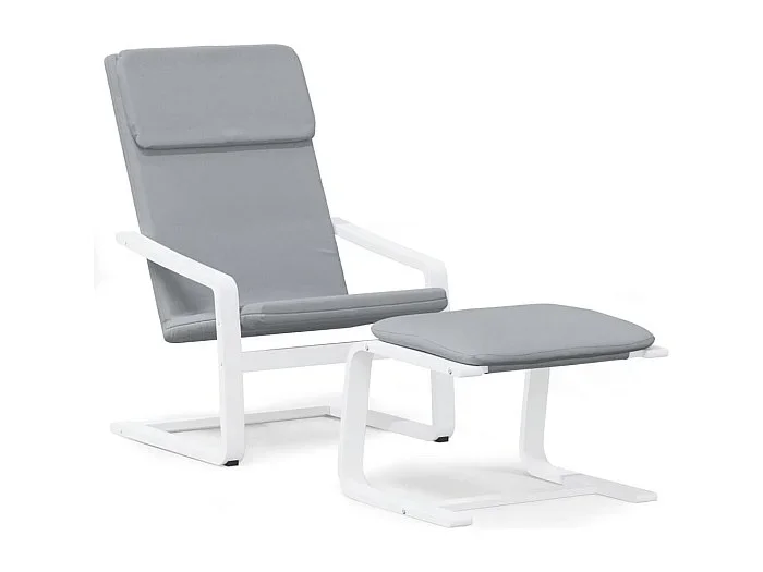 Sillón de relax Silla de relax con taburete tela gris claro SHL9594
