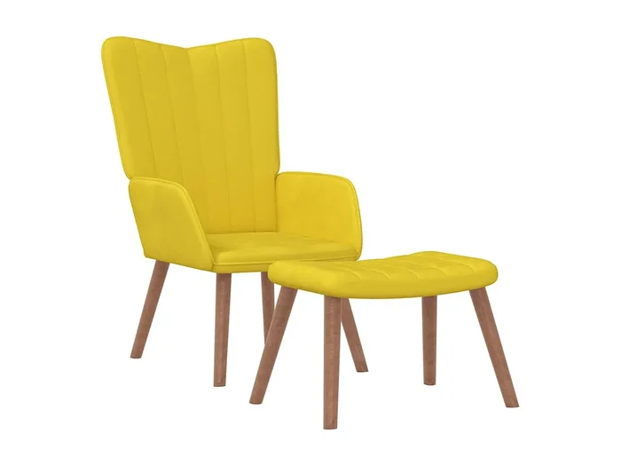 Sillón de relax Silla de relax con taburete terciopelo amarillo mostaza SHL7750