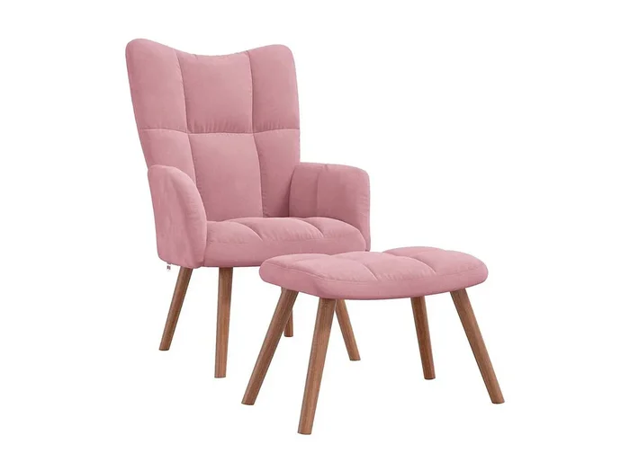 Sillón de relax Silla de relax con taburete terciopelo rosa SHL3179