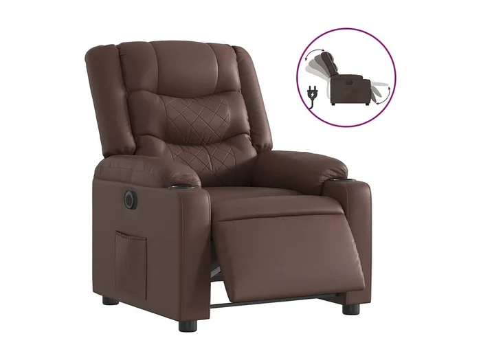 Sillón de relax Silla Sillón reclinable eléctrico de cuero sintético marrón SHL8402