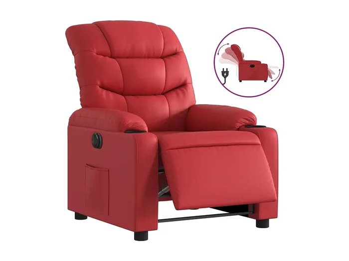 Sillón de relax Silla Sillón reclinable eléctrico de cuero sintético rojo SHL3814