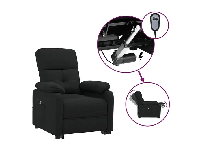 Sillón de relax Silla Sillón reclinable eléctrico de tela negro SHL4996