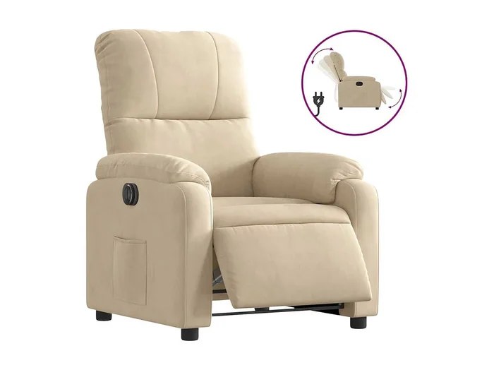Sillón de relax Silla Sillón reclinable eléctrico tela de microfibra color crema SHL4930