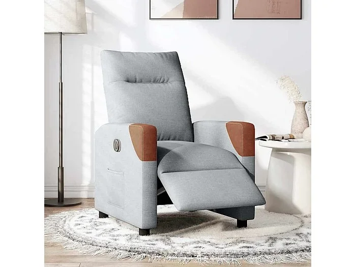 Sillón de relax Silla Sillón reclinable eléctrico tela gris claro SHL4171