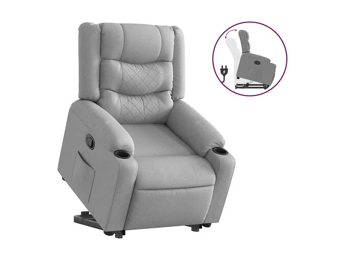 Sillón de relax Silla Sillón reclinable elevable de tela gris claro SHL3944