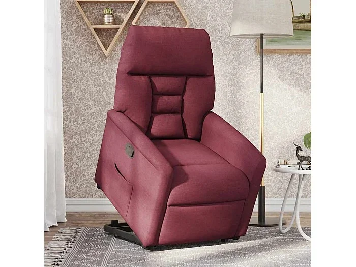 Sillón de relax Silla Sillón reclinable elevable tela rojo tinto SHL5412