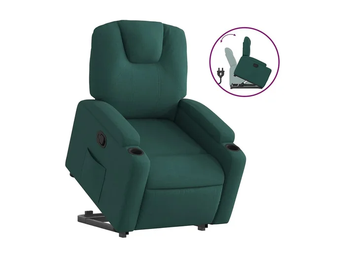 Sillón de relax Silla Sillón reclinable elevable tela verde oscuro SHL8043