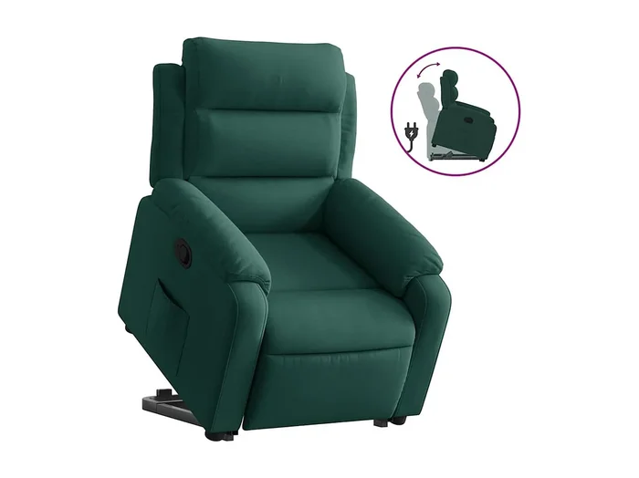 Sillón de relax Silla Sillón reclinable elevable terciopelo verde oscuro SHL5079
