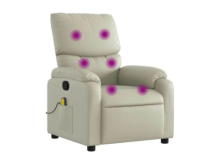 Sillón de relax Sillón reclinable de masaje cuero sintético crema SHL6515