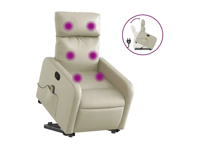 Sillón de relax Sillón reclinable de masaje de pie cuero artificial color crema SHL8709