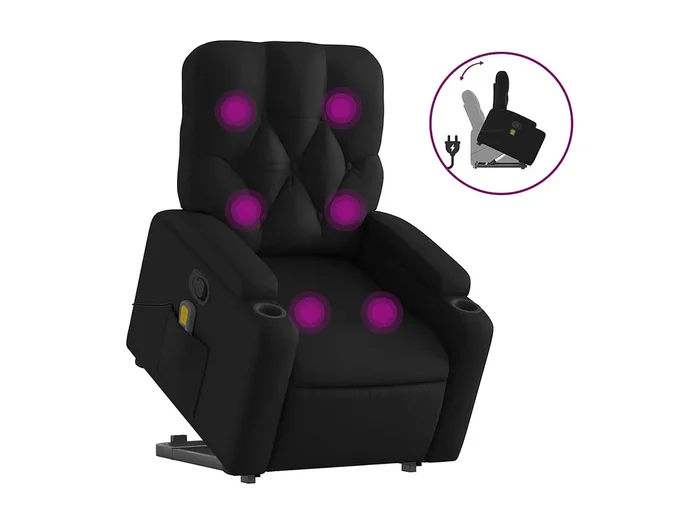 Sillón de relax Sillón reclinable de masaje de pie cuero artificial negro SHL5280