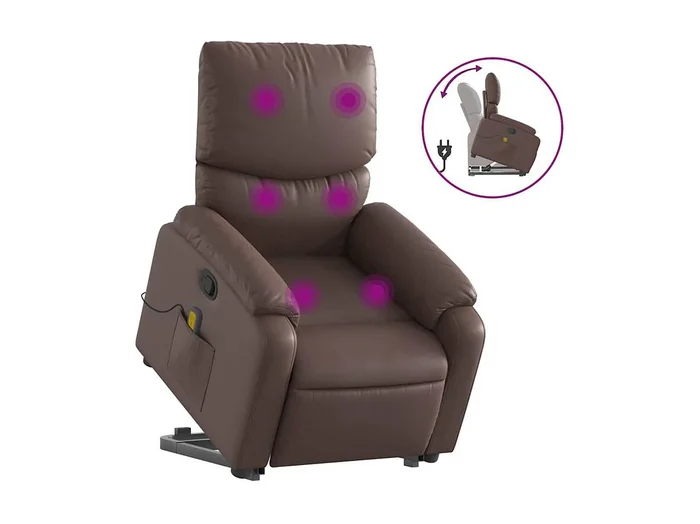 Sillón de relax Sillón reclinable de masaje de pie de cuero sintético marrón SHL9432