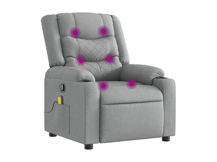 Sillón de relax Sillón reclinable de masaje de tela gris claro SHL9586