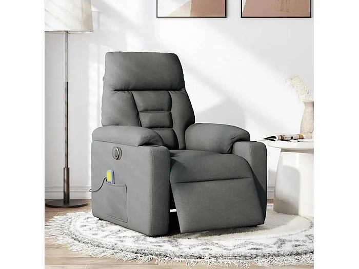 Sillón de relax Sillón reclinable de masaje eléctrico tela gris oscuro SHL4893