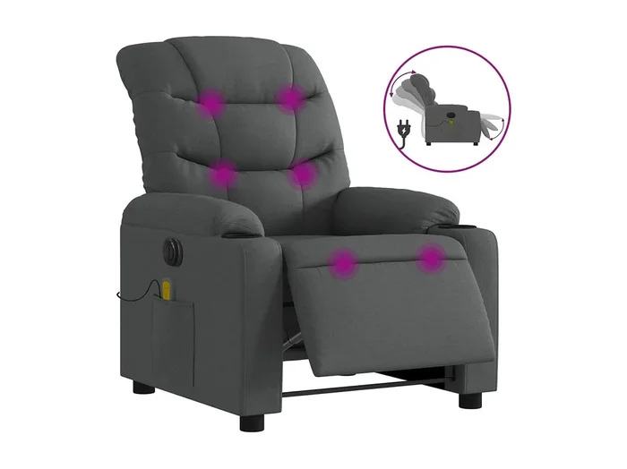Sillón de relax Sillón reclinable de masaje eléctrico tela gris oscuro SHL5950