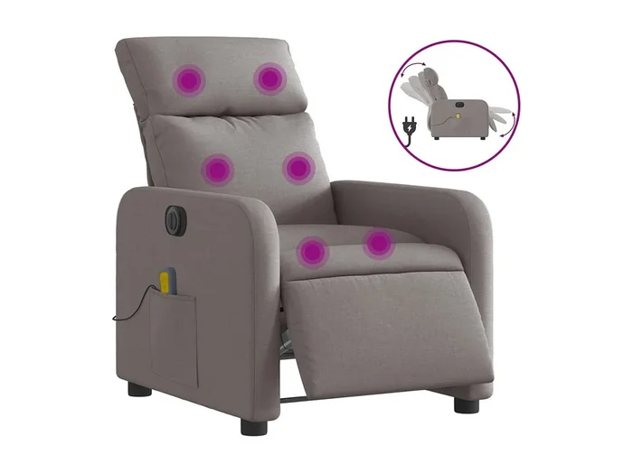 Sillón de relax Sillón reclinable de masaje eléctrico tela gris taupe SHL3618