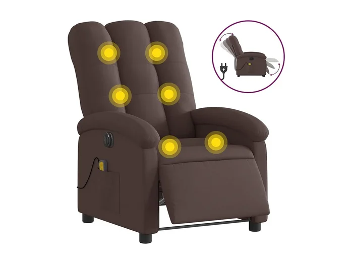 Sillón de relax Sillón reclinable de masaje eléctrico tela marrón oscuro SHL4041