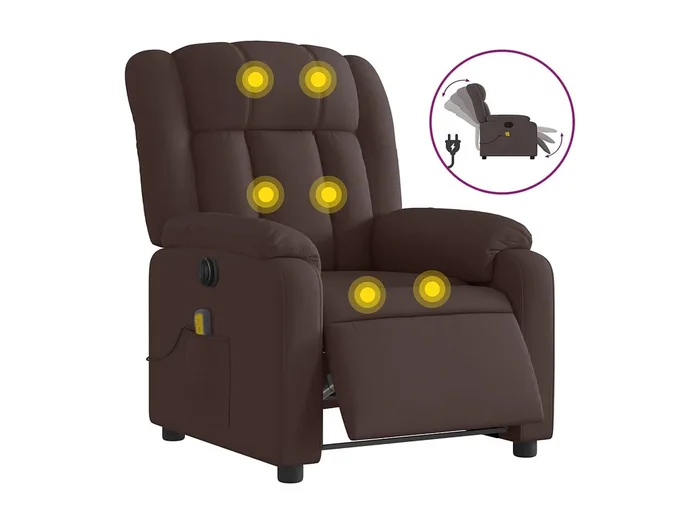Sillón de relax Sillón reclinable de masaje eléctrico tela marrón oscuro SHL9725