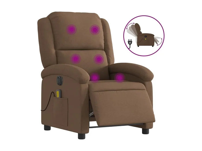 Sillón de relax Sillón reclinable de masaje eléctrico tela marrón SHL4177
