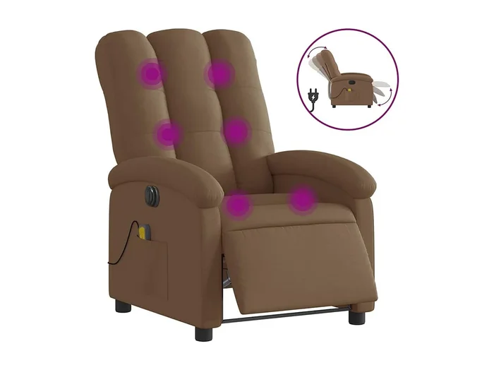 Sillón de relax Sillón reclinable de masaje eléctrico tela marrón SHL8167