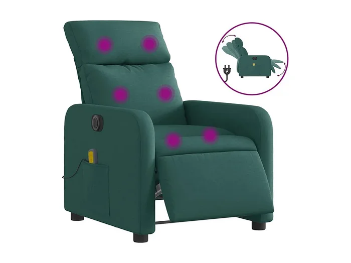 Sillón de relax Sillón reclinable de masaje eléctrico tela verde oscuro SHL9358