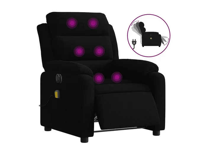 Sillón de relax Sillón reclinable de masaje eléctrico terciopelo negro SHL8096
