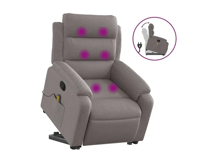 Sillón de relax Sillón reclinable de masaje elevable tela gris taupé SHL5000