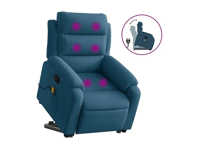 Sillón de relax Sillón reclinable de masaje elevable terciopelo azul SHL4958