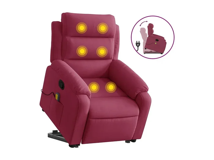 Sillón de relax Sillón reclinable de masaje elevable terciopelo rojo tinto SHL3011