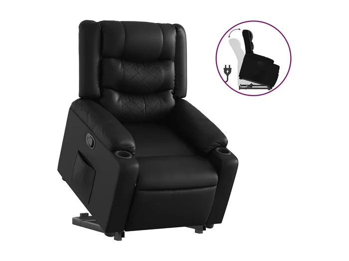 Sillón de relax Sillón reclinable elevable cuero artificial negro SHL6294