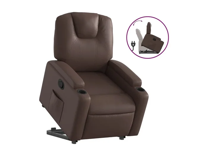 Sillón de relax Sillón reclinable elevable cuero sintético marrón SHL9862