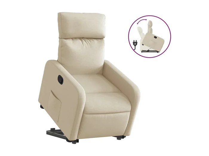 Sillón de relax Sillón reclinable elevable de tela color crema SHL4854
