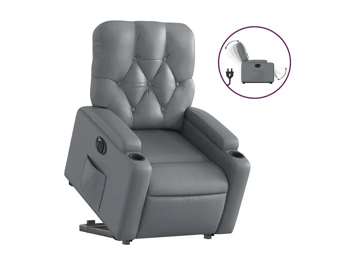 Sillón de relax Sillón reclinable elevable eléctrico de cuero sintético gris SHL9094