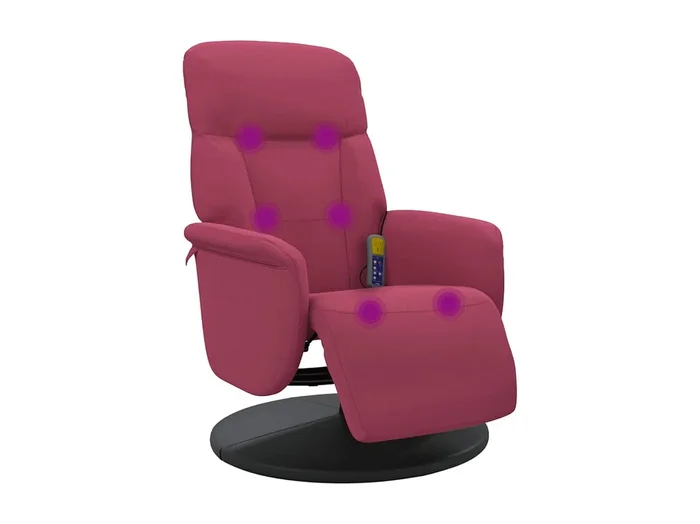 Sillón de relax Sillón reclinable masaje con reposapiés terciopelo rojo tinto SHL3220