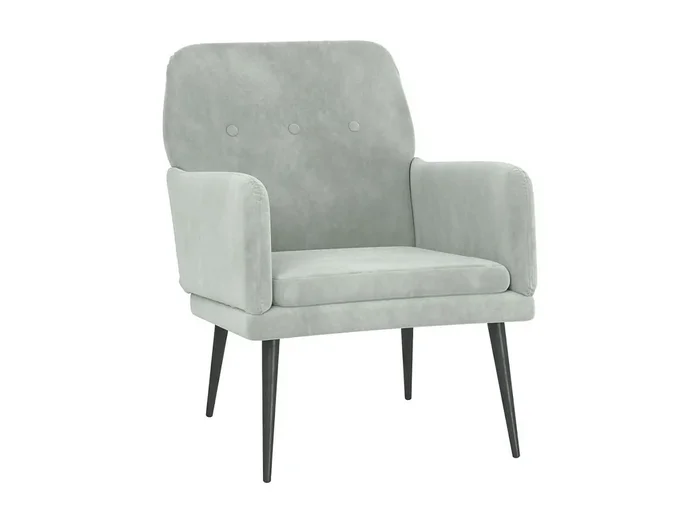 Sillón de salón Silla de relax Sillón de terciopelo gris claro 62x79x79 cm SHL4521
