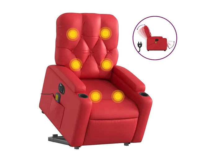 Sillón de salón Silla Sillón de majaje elevable eléctrico cuero artificial rojo SHL4839