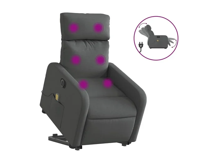 Sillón de salón Silla Sillón de masaje eléctrico reclinable elevable tela gris oscuro SHL4363