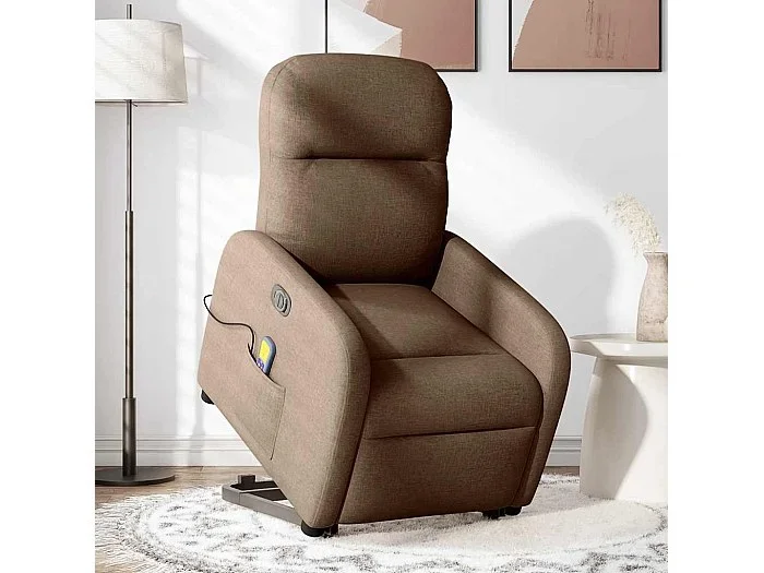 Sillón de salón Silla Sillón de masaje eléctrico reclinable elevable tela marrón SHL9155