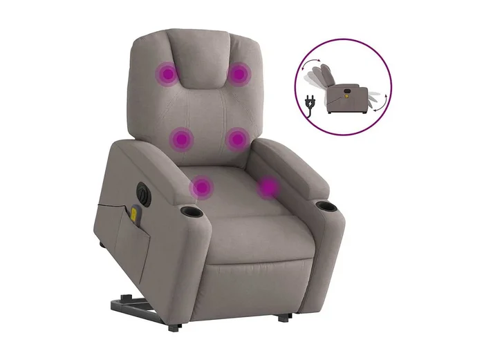 Sillón de salón Silla Sillón de masaje eléctrico reclinable elevable tela taupé SHL7464
