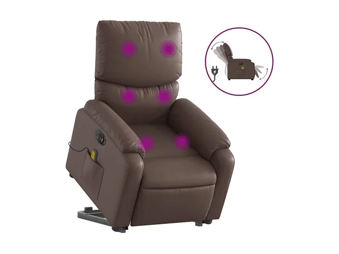 Sillón de salón Silla Sillón de masaje elevable eléctrico cuero sintético marrón SHL7166