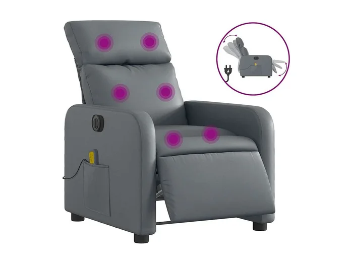 Sillón de salón Silla Sillón de masaje reclinable eléctrico cuero sintético gris SHL6325