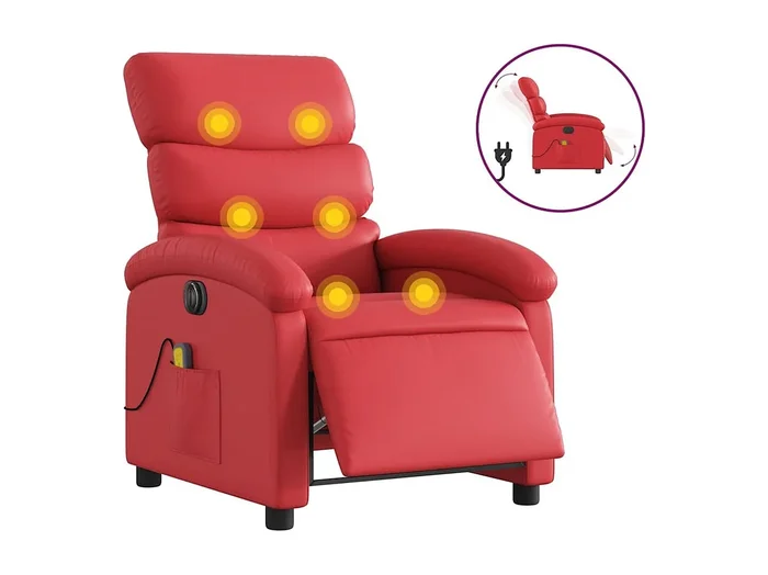 Sillón de salón Silla Sillón de masaje reclinable eléctrico de cuero artificial rojo SHL8227