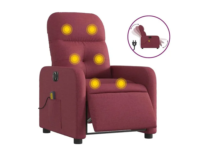 Sillón de salón Silla Sillón de masaje reclinable eléctrico tela rojo tinto SHL9552