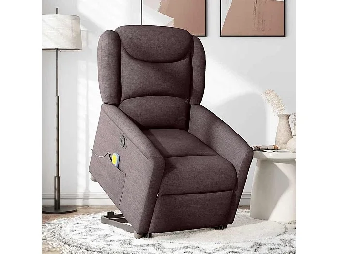 Sillón de salón Silla Sillón masaje eléctrico reclinable elevable tela marrón oscuro SHL7240