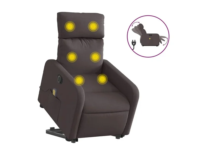 Sillón de salón Silla Sillón masaje eléctrico reclinable elevable tela marrón oscuro SHL8888