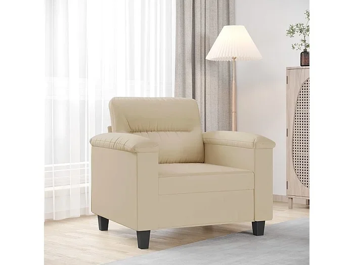 Sillón de tela de microfibra color crema 60 cm