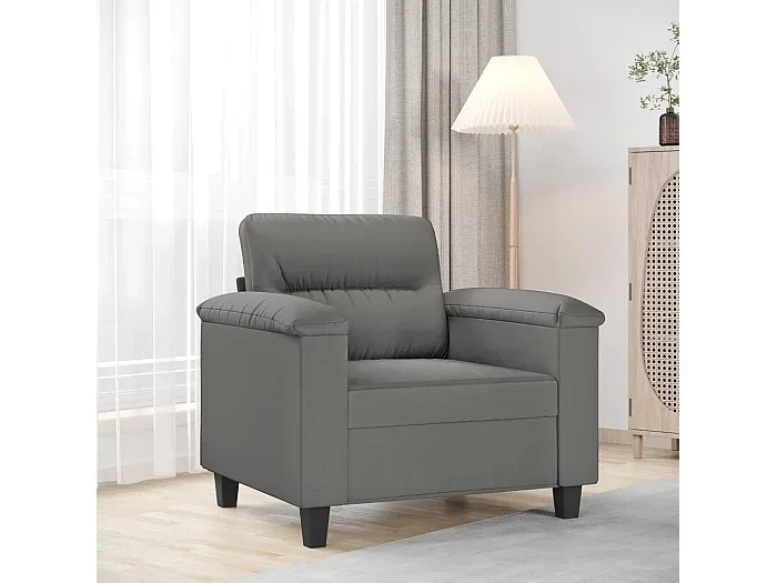Sillón de tela microfibra gris oscuro 60 cm