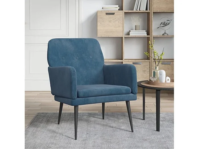 Sillón de terciopelo azul 62x79x79 cm