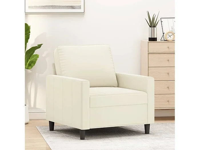 Sillón de terciopelo color crema 60 cm
