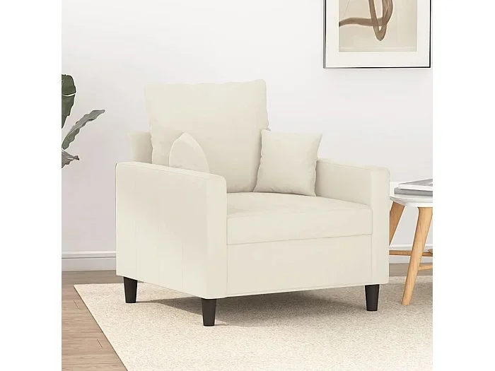 Sillón de terciopelo color crema 60 cm